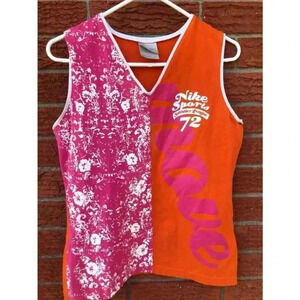 Vintage Women's Nike Tank Top XL Orange Pink